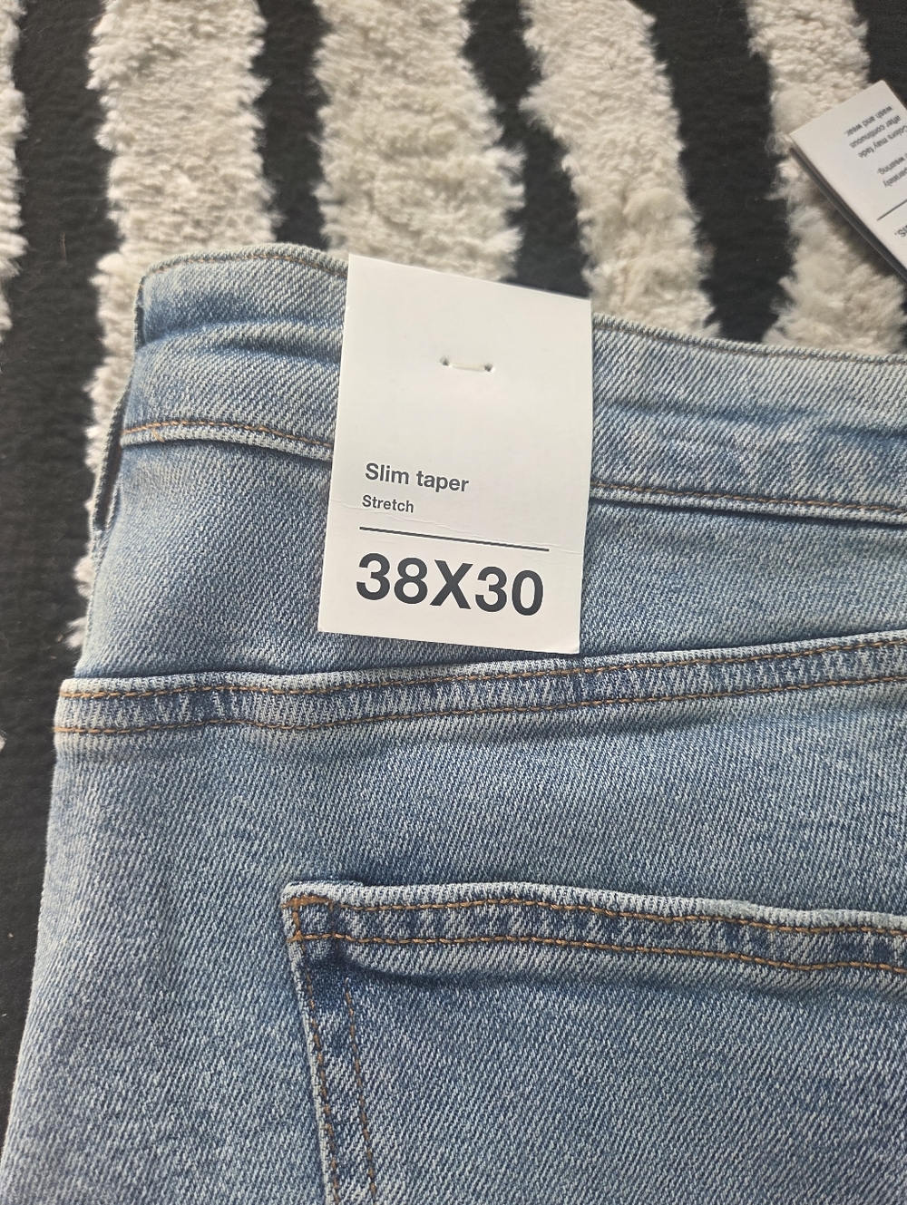 Mens Slim Taper Light Blue Jeans -  slimtaper Stretch 38x30 NWT